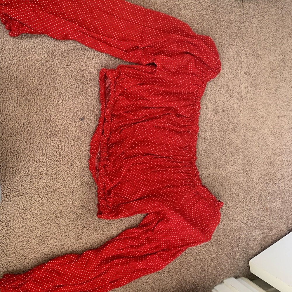 Red Cropped off the shoulder top
